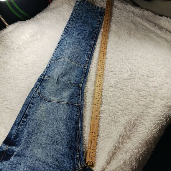 WT02 Acid Wash Denim Jeans Men's 32x30(29) Stretch Faux Double Knee Blue........ - Picture 14 of 14